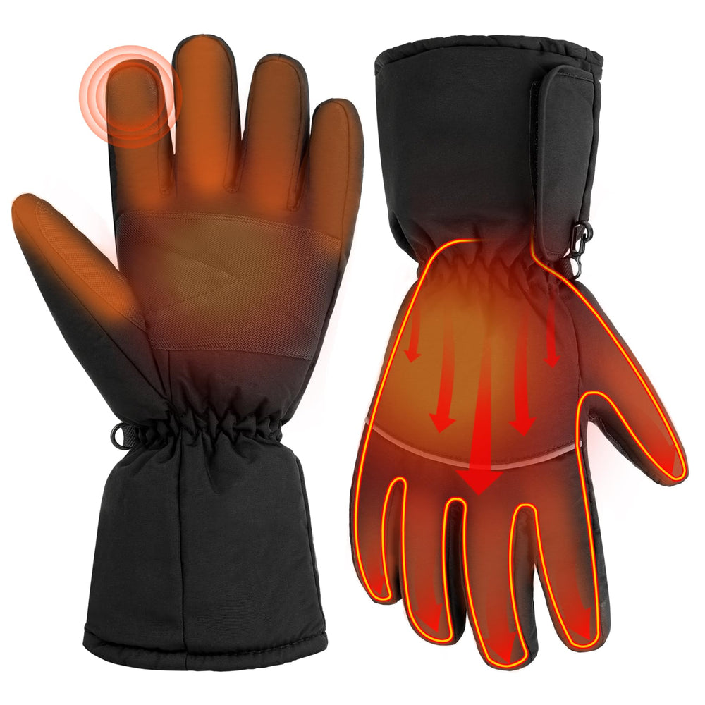 HLTWCLO heated gloves front view for outdoor winter activities and touchscreen use