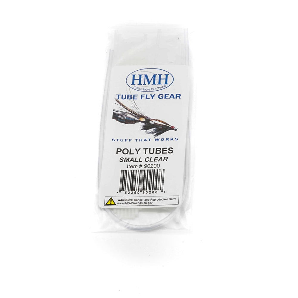 H&M Small Poly Tubes Clear for tube flies; ideal for cold water conditions.