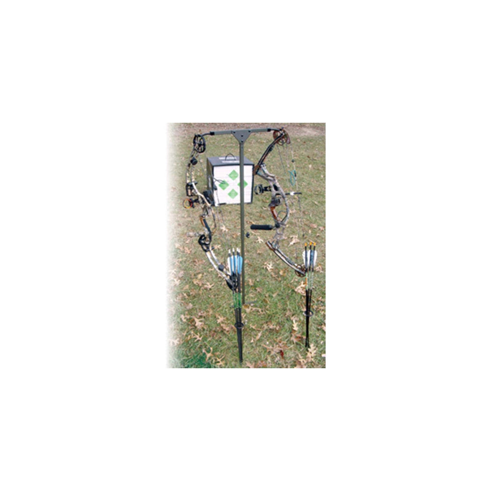 HME Archer's Practice Hanger secured in the ground for stable solo practice.