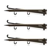 HME folding bow hanger extended to 20 inches for quick, silent access