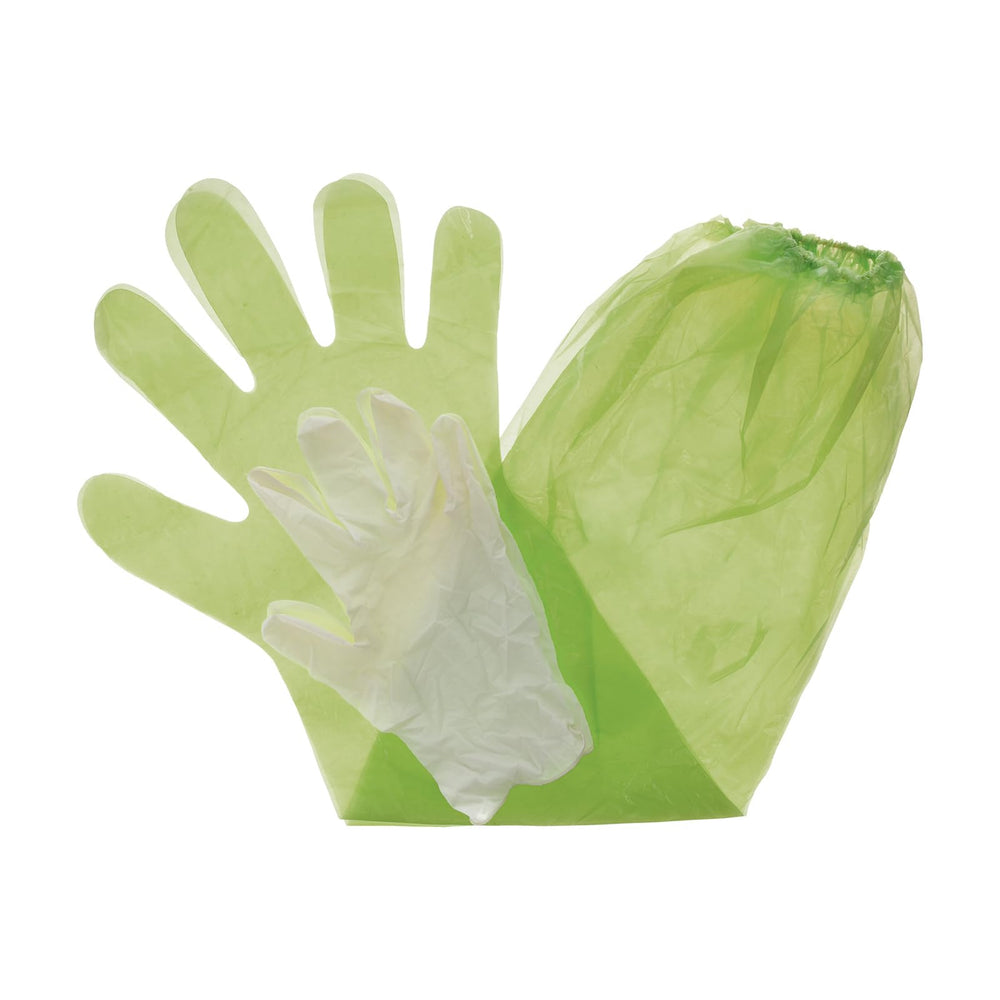 HME Game Cleaning Gloves with shoulder-length coverage for safe field dressing.