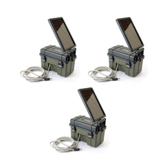 HME trail camera 12V solar power pack front view for off-grid monitoring.