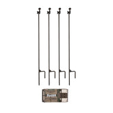HME trail camera holder posts four-pack in wide shot showing rugged mounting setup