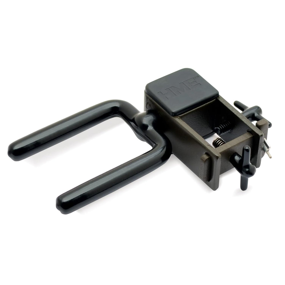 Front view of HME Universally Mountable Bow Holder with 360-degree fork rotation