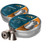 H&N Sport Terminator hollowpoint pellets pack close-up for precision.