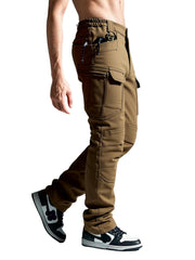 HOANCAQH mens tactical cargo pants khaki reinforced knees for durability in tough activities