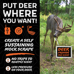 HODAG Licking Stick setup in a food plot guiding deer toward a target area.