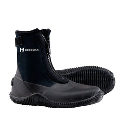 Hodgman women's flats fishing wader boots in black with adjustable cuffs for debris protection