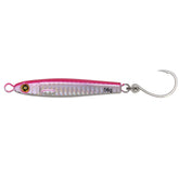 Hogy Heavy Minnow pink lure, front view, built for long-distance surf casting.