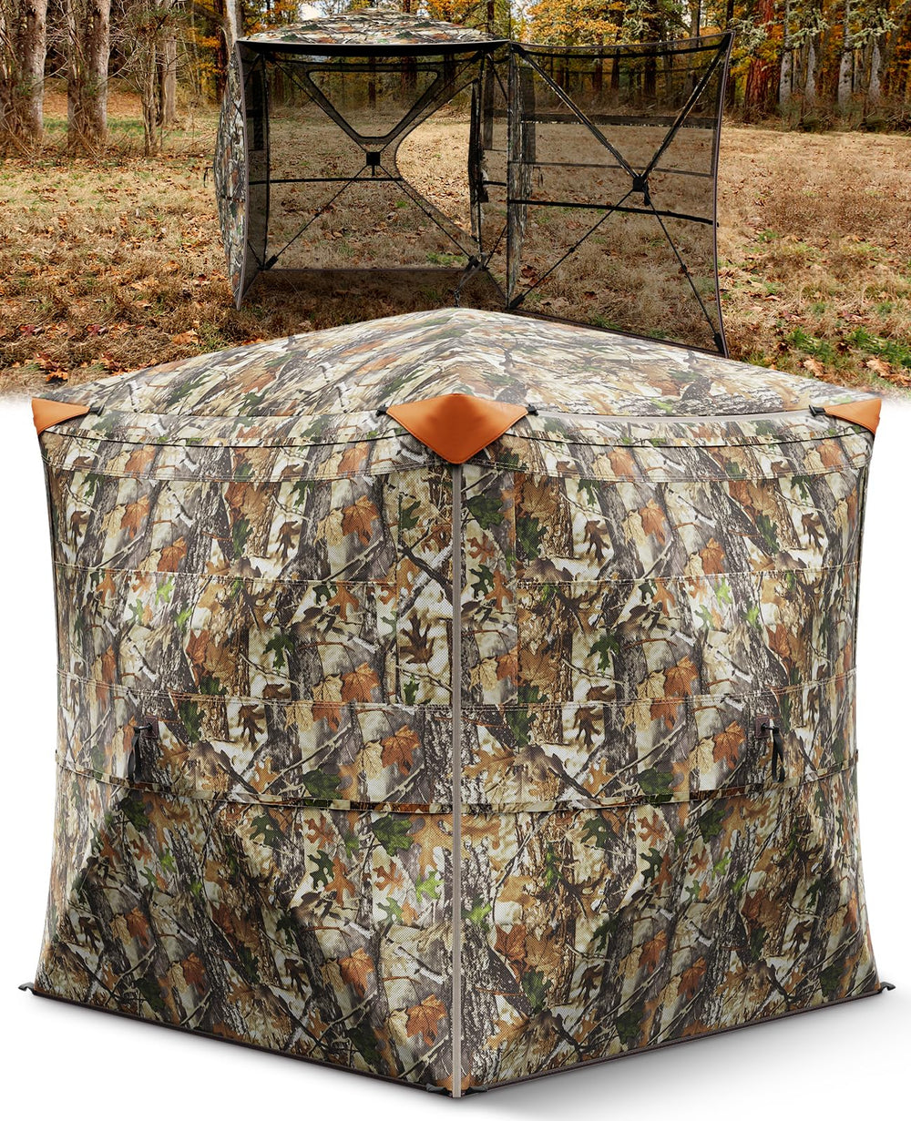 Holiwei hunting blind 360-degree view for panoramic concealment during deer and turkey hunts.