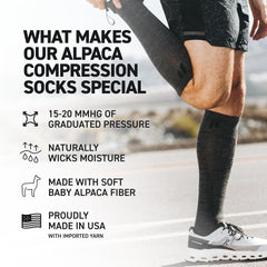 HOLLOW Alpaca compression socks ideal for hikers and runners seeking warmth.