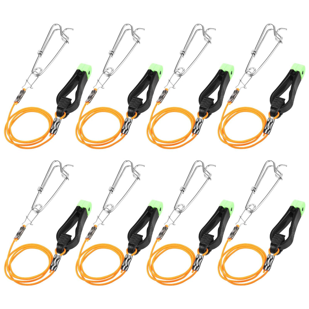 Hollowfly 8 Pcs Downrigger Release Clips set, orange, 17-inch leader