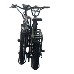 Hollywood Racks fat tire wheel holder on sport rider demonstrates easy on-rack fit