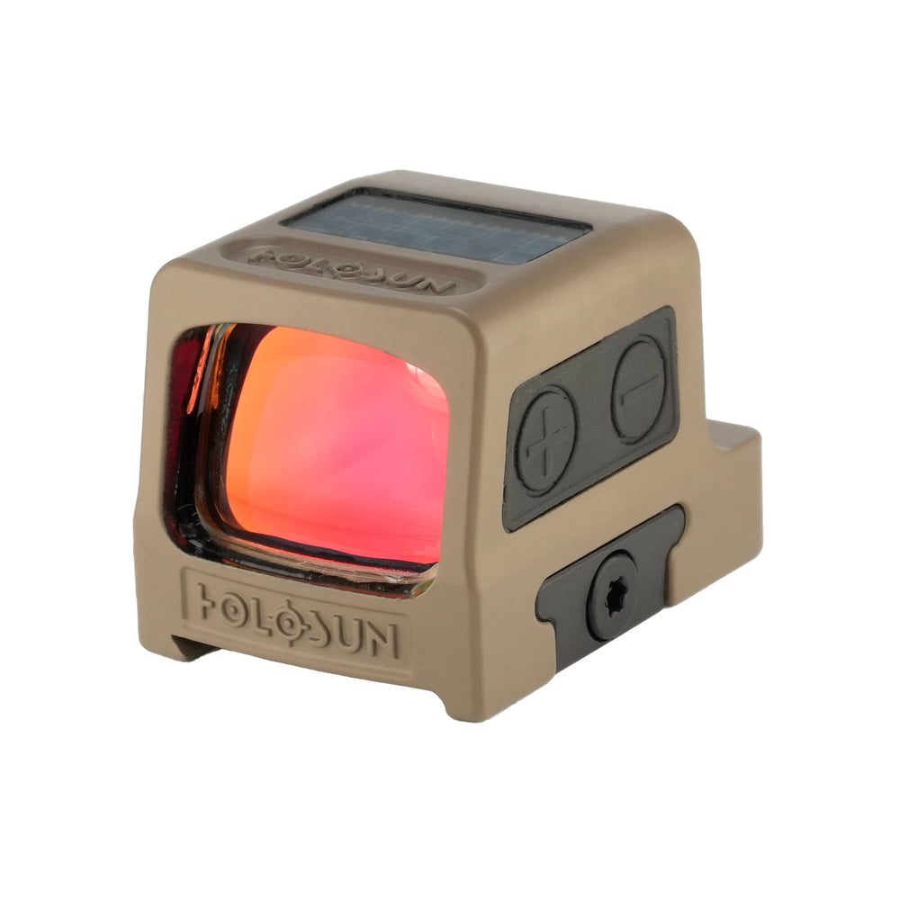 HOLOSUN HE509T-RD X2 FDE sight with titanium housing, built for rugged handgun use.