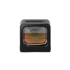 Green dot sight with multilayer reflective glass and glare reduction