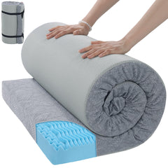 HOMBYS memory foam camping mattress folded for compact travel.