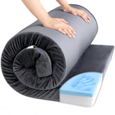 HOMBYS memory foam camping mattress folded for compact storage, ideal for road trips.