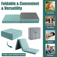 HOMBYS tri folding memory foam mattress folded for compact storage in a car or closet