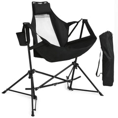 HOMEFUN hammock camping chair with stand for easy outdoor lounging and stability.