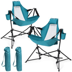HOMEFUN hammock chair blue folded for compact storage
