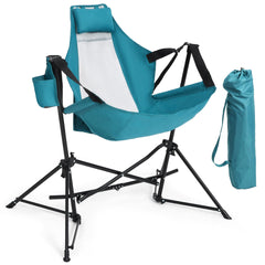 HOMEFUN hammock chair folding stand blue for easy portability and setup.