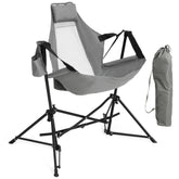 HOMEFUN Hammock Chair with folding stand demonstrates quick outdoor setup.