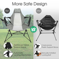 HOMEFUN hammock camping chair with stand ready for lawn lounging.