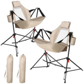 HOMEFUN Hammock Chair with sturdy stand for outdoor lounging.