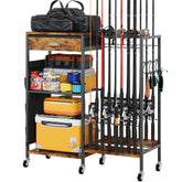 Homeiju fishing rod holder standing in a garage