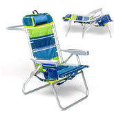 Homevative folding backpack beach chair front view showing high seat for easy in and out