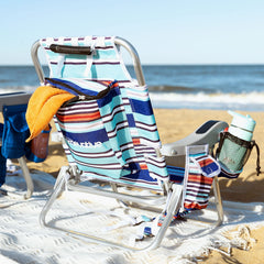 Homevative Kids folding beach chair in 4 positions offers versatile seating on the go.