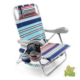 Homevative Kids folding beach chair folded for easy transport and compact storage.