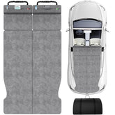 HOMEYA memory foam mattress folded in Tesla Model Y trunk for compact travel.