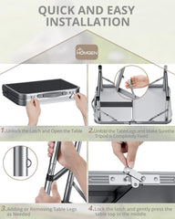 HOMGEN compact-folded table fits car trunk storage.
