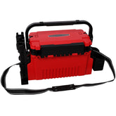 Homonova dual layer tackle box front view shows secure latches for organized gear on water trips.
