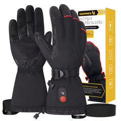 Hompres heated gloves heat level display enables quick warmth adjustments during outdoor activities.