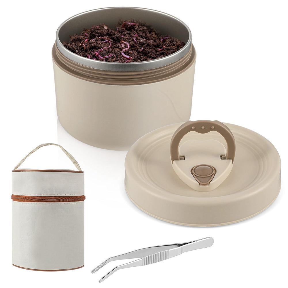 Honeydak beige stainless steel fishing bait container – product overview