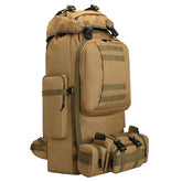 HongXingHai 100L backpack front view highlights expansive capacity for camping gear.