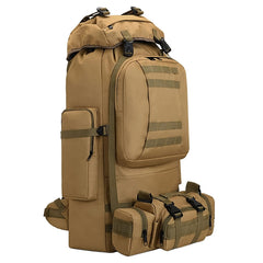 HongXingHai 100L backpack front view highlights expansive capacity for camping gear.