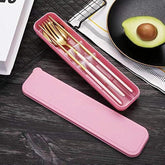 HonHeam golden pink spoon for daily meals and travel use.