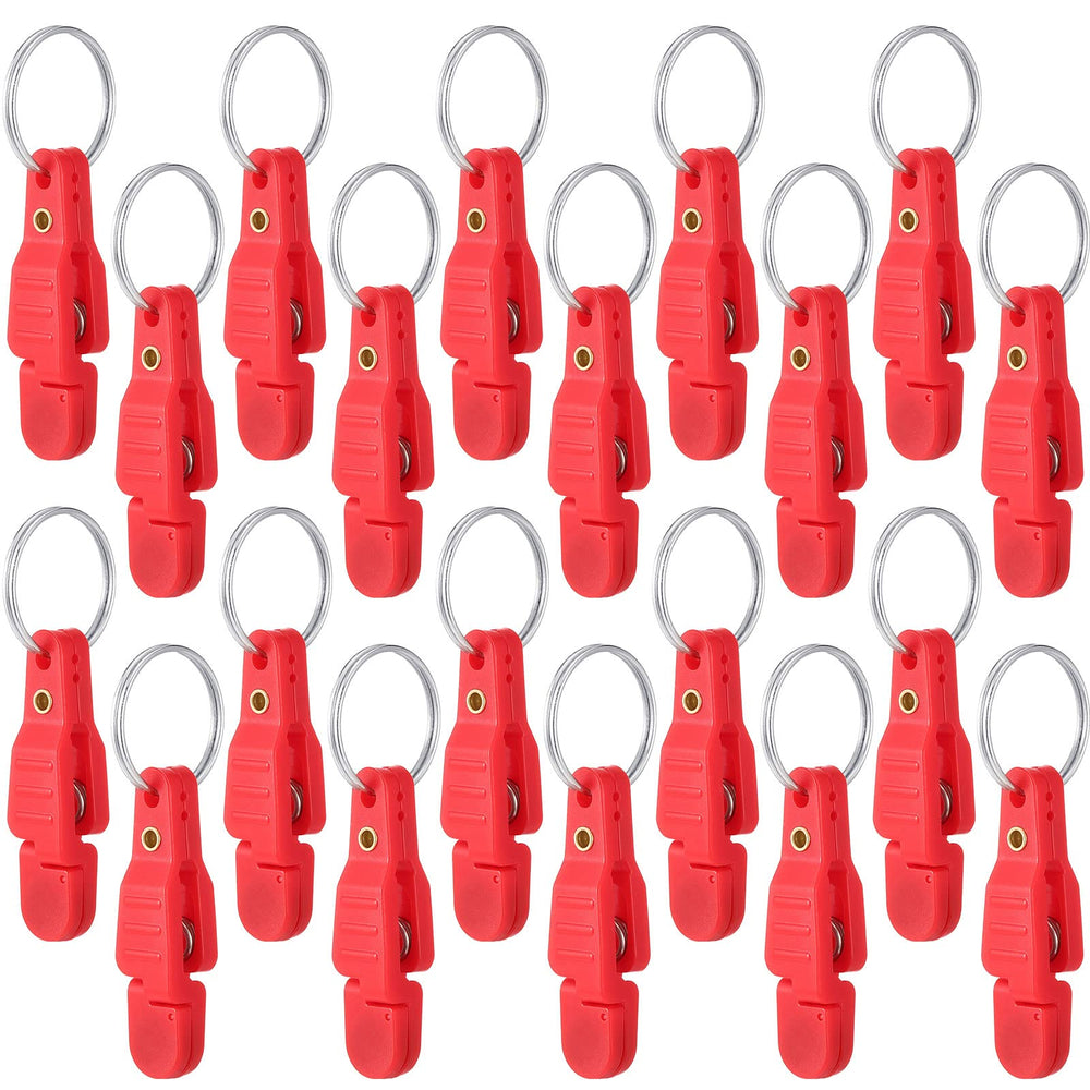 Close-up of Honoson 20-piece heavy tension snap release clips in red