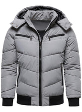 HOOD CREW men's winter coat windproof padded parka with removable hood for chilly commutes
