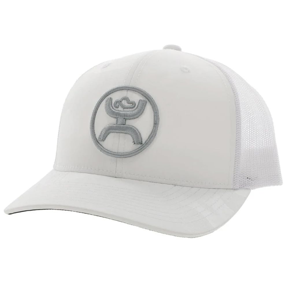 HOOEY O Classic logo front view on white camo cap for everyday wear.