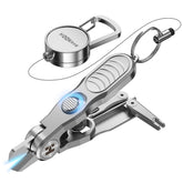 HOOK-EZE 3-in-1 fishing line cutter with retractable zinger clipped to belt