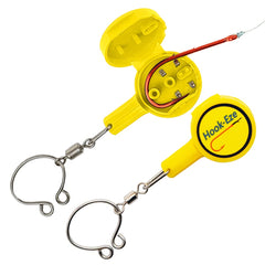 HOOK-EZE Standard Yellow covers hooks to protect fingers during knot tying.