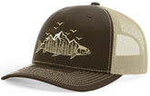 HORN GEAR Trout Edition trucker hat front view brown outdoor comfort