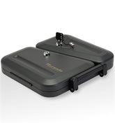 Exterior of Hornady Dual-Lid Gun Lock Box 95229 with fold-out handle.