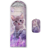 HOSIMA Kawaii Cat Sleeping Bag front view emphasizes cozy, all-season warmth for kids