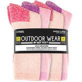 HOT FEET 4 Pack work socks front view pack shows lavender and pink colorway for daily wear comfort.