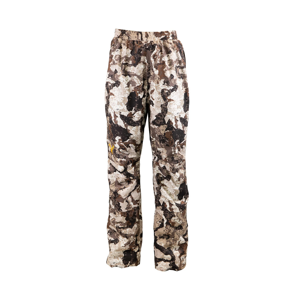 HOT SHOT men's camo rain pant fabric detail shows quiet micro tricot weave for stealth